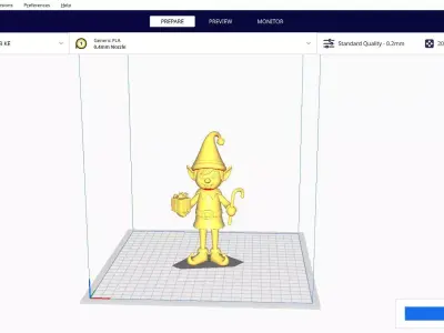 Happy Christmas Elf Figurine Cute Holiday Helper with Gift 3D print model