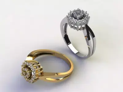 New Modern Halo Gold Ring For Diamonds 3D print model