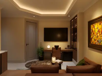 Modern Classic Apartment Interior with Mancave and Hall 3D model