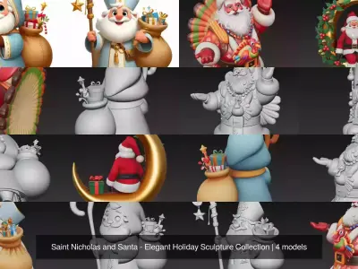Saint Nicholas and Santa - Elegant Holiday Sculpture Collection