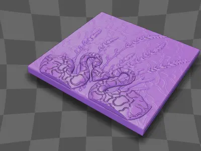 The couple beautiful swans and heart design 3D print model