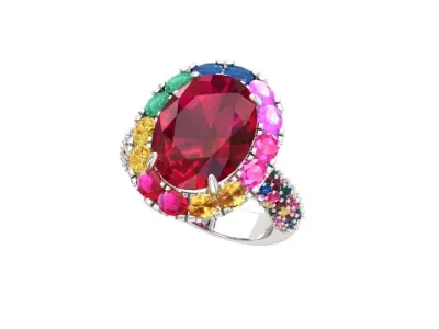 Oval Art Deco Ring 3D print model