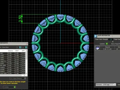 U Shaped Eternity Ring 3 point 4 mm stone size swiss 8 and EU48 3D print model