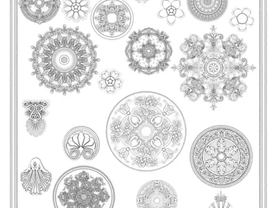 Baroque Engraving Ornament Collection Vol 2 - 3ds Max  Corona 3D model