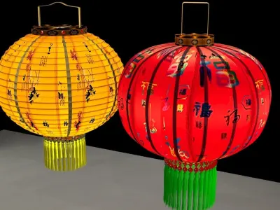Chinese red lantern 3D model 40