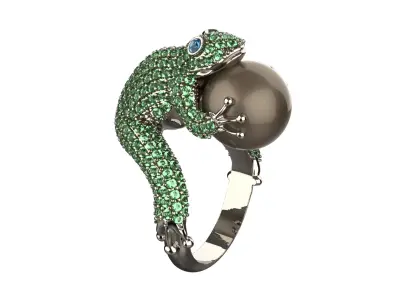Frog with pearl Ring 3D print model
