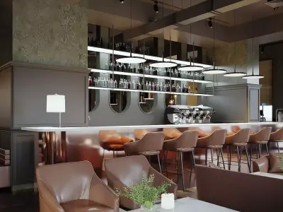 Restaurant Cafe 3D Model Interior Scene 3D model