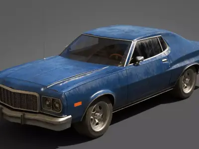 Old classic car lowpoly Low-poly 3D model