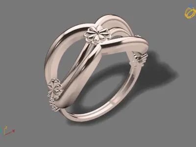 Womens Diamond Signet Ring Women Rings 3dmodels 3D print model 3D print model 53
