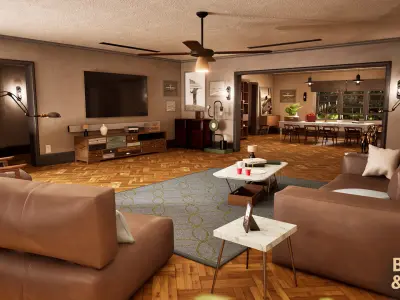 American Suburban House Environment Low-poly 3D model