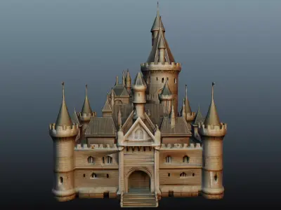 Fantasy stone medieval castle High-Poly 3D model