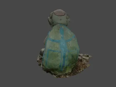 Statue of an old man with a bag Low-poly 3D model