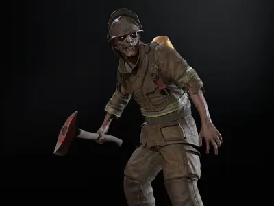 Zombie Firefighter Low-poly 3D model