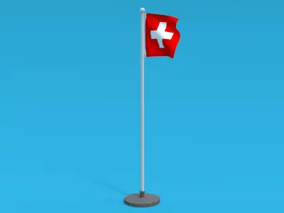 Low Poly Seamless Animated Switzerland Flag Low-poly 3D model