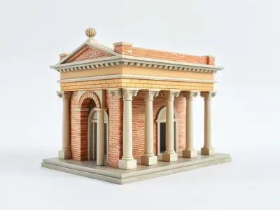 Classical Brick Building Model Pack Low-poly 3D model