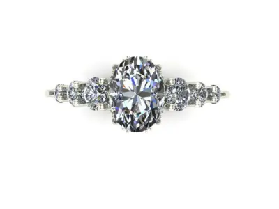 Engagement Ring With Oval and Rounded Diamonds  3D model