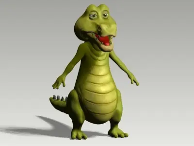 Cartoon crocodile Low-poly 3D model