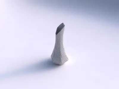 Vase top bent hexagon 2 with twisted diagonal grid plates 3D print model