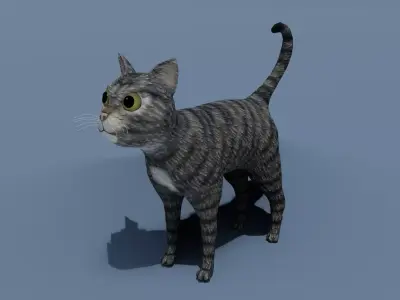 Cartoon Cat Brown Grey Striped 3D Model Low-poly 3D model