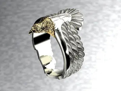 Viking Eagle Ring 3D print model