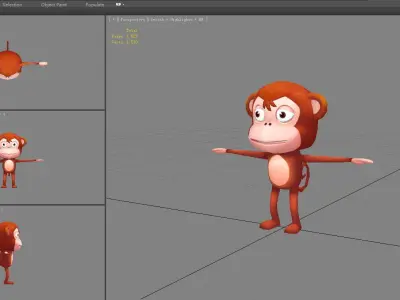 Cartoon monkey Low-poly 3D model purchase