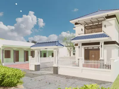 Resident House - Thai Roof House Free 3D model