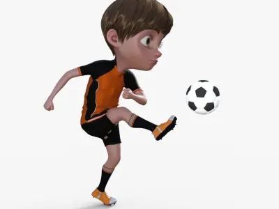 Cartoon Footballer Boy Rigged 3D model