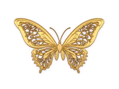 Classic butterfly decor ornament carved 54 3D model