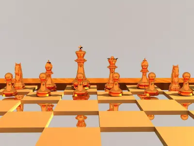 Chess Pieces and Board FBX OBJ 3D model
