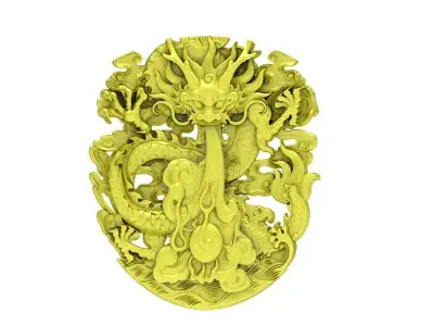 Luxury Chinese Dragon Pendant Jewelry 3D Model  4037 3D print model