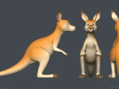 Stylized Cartoon Kangaroo 3D model