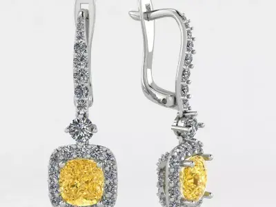 earrings sapphire and diamond 3D print model