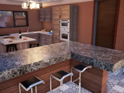 Six Bedroom Residential Low-poly 3D model