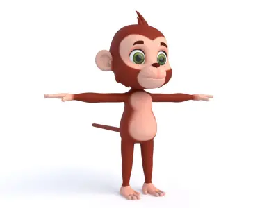 Cartoon Monkey 02 Low-poly 3D model