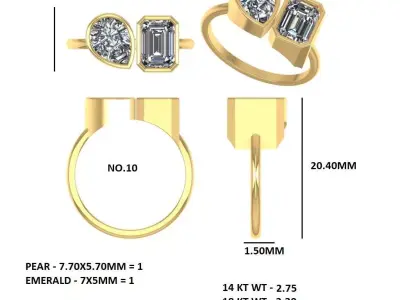 diamond set ring 3D print model