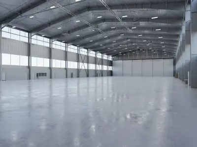 Airplane Hangar Interior 5b Low-poly 3D model