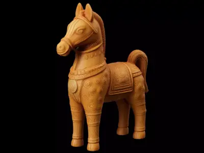 Traditional Bengal Terracotta Horse - Bankura Clay Art Inspired 3D model
