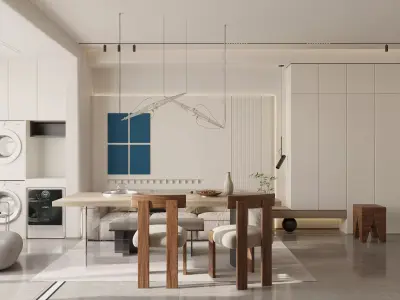 Modern living room dining room interior scenes 174 3D model