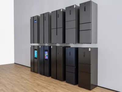 Kitchen and Home  appliances models library  fridge refrigerator Low-poly 3D model