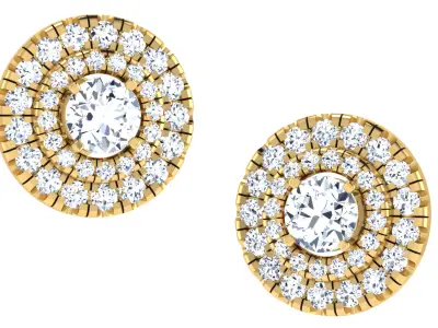 Solitaire Women Stud Earring 3dm STL OBJ FBX Render Details 3D print model