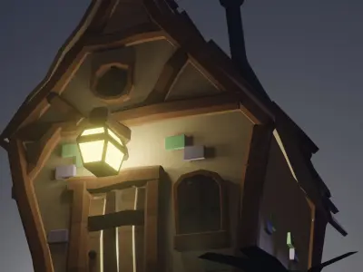 Low Poly Old Cartoon House Free low-poly 3D model