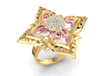 Luxury Star Flower Diamond Ring for Women 3D Model 2090 3D print model