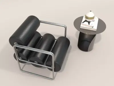 Modern Coffee Table and Armchair Set 61 3D model