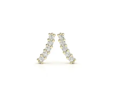 ZLE02 diamond stud earring gold 3D print model