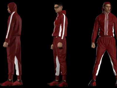 Tracksuits man Low-poly 3D model
