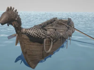 Boat With Animations Low-poly 3D model