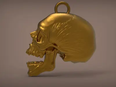 skull gold pendant 3D print model