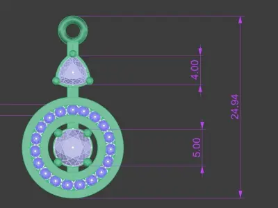 Diamond Gemstone Pendant Necklace Emeralds Topaz Gold Jewelry 3D print model