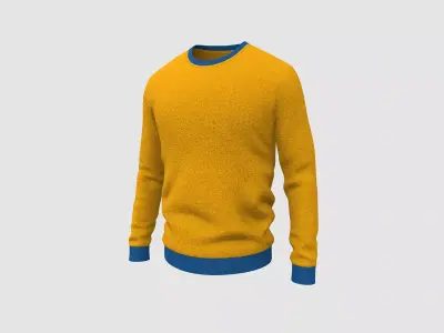 Sweater Full Sleeves Yellow Low-poly 3D model