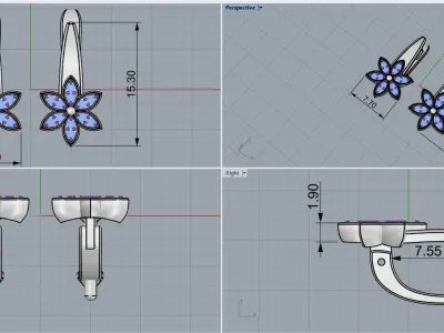 flower earring model 287 3D print model